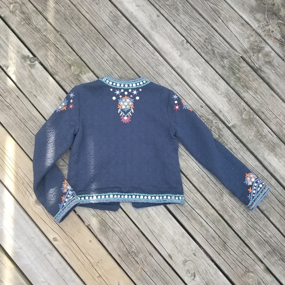 Vintage Temperance Navy Blue Quilted Jewelled Blazer, Size M - Picture 7 of 12